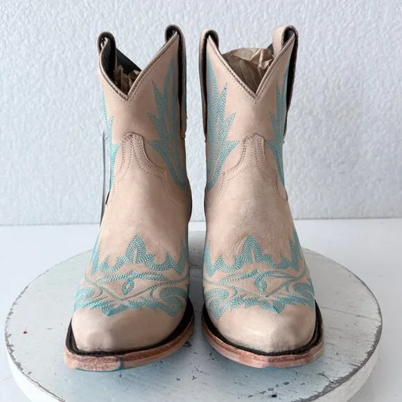 Lane LEXINGTON Womens Cowboy Bootie Sz 9 Sand and Stream Western Cowgirl Boots - Picture 5 of 13